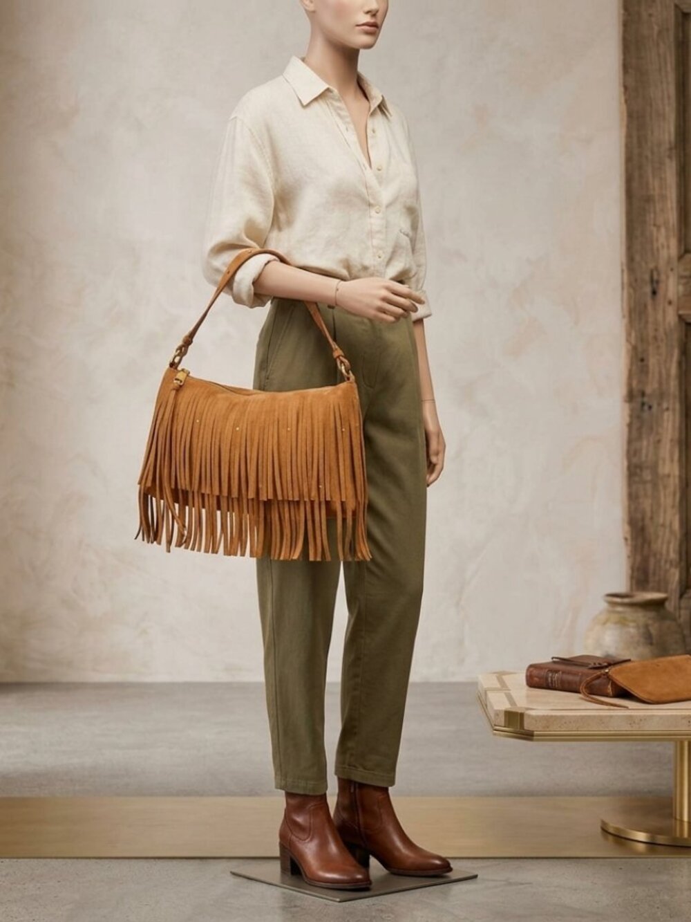 Boheme Bag Tobacco Fringe Shoulder Bag by Steve Madden - Picture 3 of 4